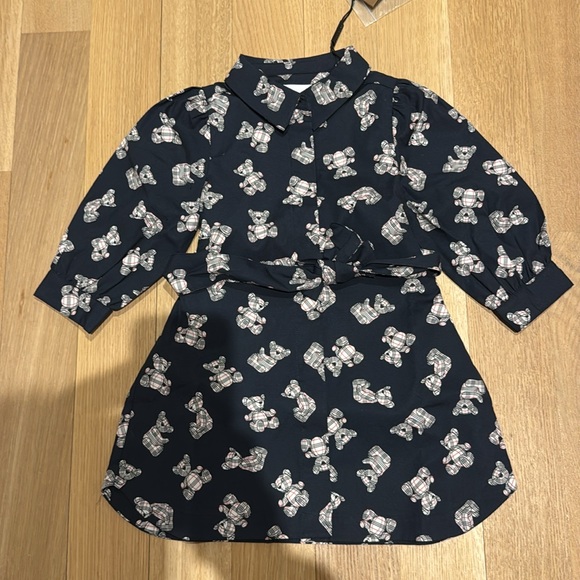 Burberry Navy Blue Shirt Dress with Teddy Bear Print- NWT Dresses